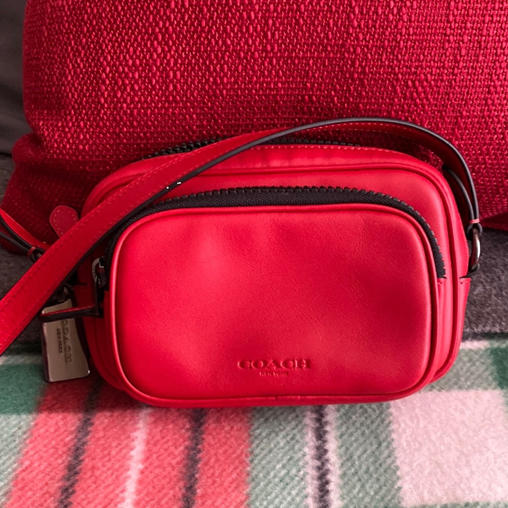 Coach mini double edge pouch—red
